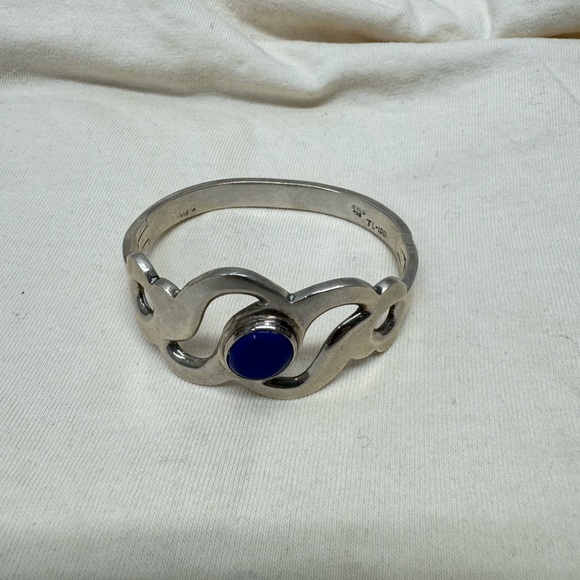 Vintage Mexico Taxco Lapis Stone Sterling Silver Bracelet